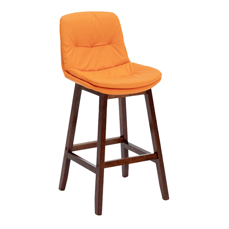 Contemporary Solid Wood Legs Faux Leather Indoor Counter Stools with Cushion Orange Brown 1 Piece Clearhalo 'Bar Furniture' 'Bar Stools' 'bar_stools' 'furn' 'furn_bar_stools' 'Furniture' 'Kitchen & Dining Furniture' 7756992