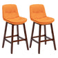 Contemporary Solid Wood Legs Faux Leather Indoor Counter Stools with Cushion Orange Brown 2 Piece Set Clearhalo 'Bar Furniture' 'Bar Stools' 'bar_stools' 'furn' 'furn_bar_stools' 'Furniture' 'Kitchen & Dining Furniture' 7756993