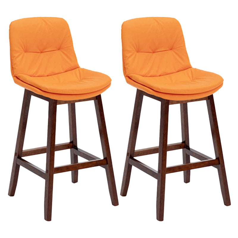 Contemporary Solid Wood Legs Faux Leather Indoor Counter Stools with Cushion Orange Brown 2 Piece Set Clearhalo 'Bar Furniture' 'Bar Stools' 'bar_stools' 'furn' 'furn_bar_stools' 'Furniture' 'Kitchen & Dining Furniture' 7756993