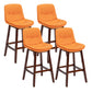 Contemporary Solid Wood Legs Faux Leather Indoor Counter Stools with Cushion Orange Brown 4 Piece Set Clearhalo 'Bar Furniture' 'Bar Stools' 'bar_stools' 'furn' 'furn_bar_stools' 'Furniture' 'Kitchen & Dining Furniture' 7756994