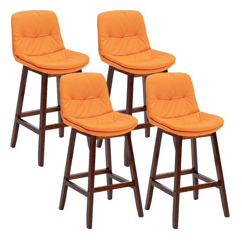 Contemporary Solid Wood Legs Faux Leather Indoor Counter Stools with Cushion Orange Brown 4 Piece Set Clearhalo 'Bar Furniture' 'Bar Stools' 'bar_stools' 'furn' 'furn_bar_stools' 'Furniture' 'Kitchen & Dining Furniture' 7756994