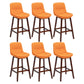 Contemporary Solid Wood Legs Faux Leather Indoor Counter Stools with Cushion Orange Brown 6 Piece Set Clearhalo 'Bar Furniture' 'Bar Stools' 'bar_stools' 'furn' 'furn_bar_stools' 'Furniture' 'Kitchen & Dining Furniture' 7756995