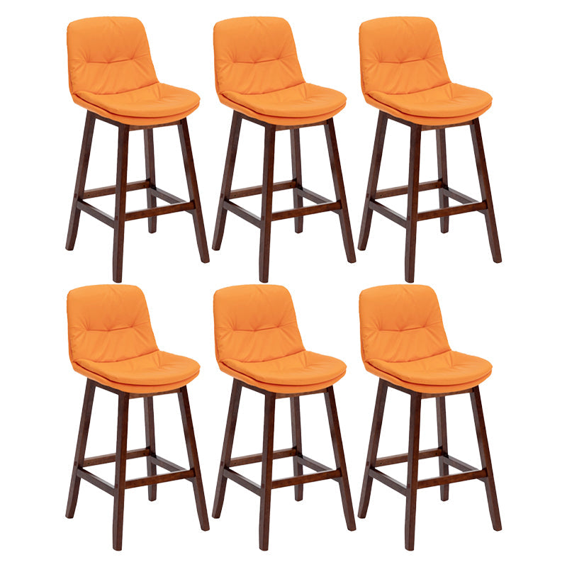 Contemporary Solid Wood Legs Faux Leather Indoor Counter Stools with Cushion Orange Brown 6 Piece Set Clearhalo 'Bar Furniture' 'Bar Stools' 'bar_stools' 'furn' 'furn_bar_stools' 'Furniture' 'Kitchen & Dining Furniture' 7756995