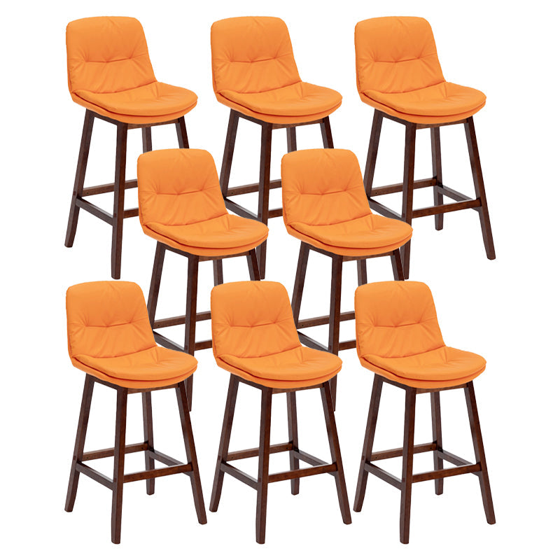 Contemporary Solid Wood Legs Faux Leather Indoor Counter Stools with Cushion Orange Brown 8 Piece Set Clearhalo 'Bar Furniture' 'Bar Stools' 'bar_stools' 'furn' 'furn_bar_stools' 'Furniture' 'Kitchen & Dining Furniture' 7756996