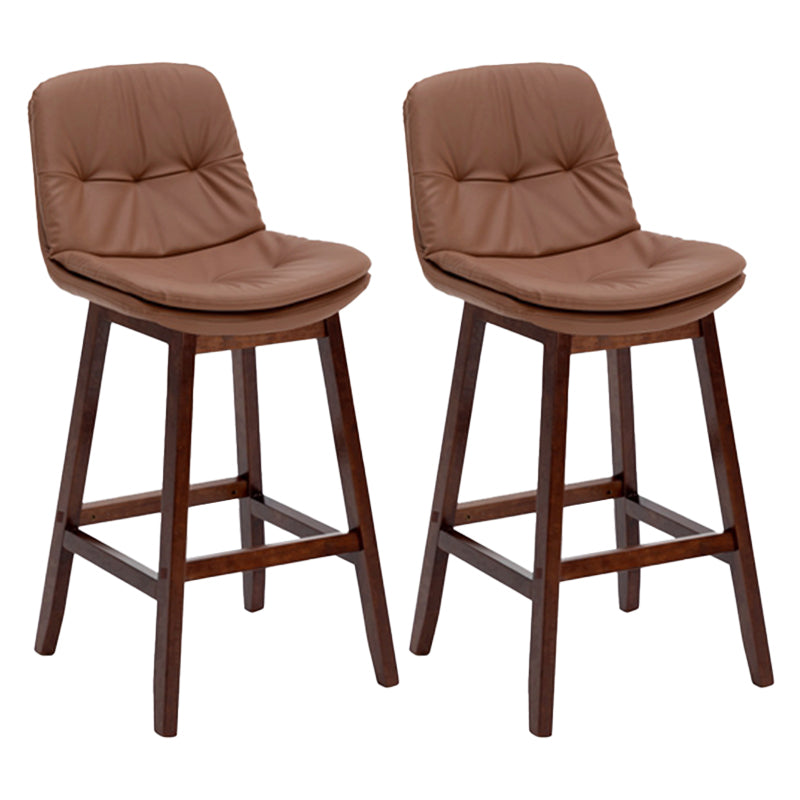 Contemporary Solid Wood Legs Faux Leather Indoor Counter Stools with Cushion Brown 2 Piece Set Clearhalo 'Bar Furniture' 'Bar Stools' 'bar_stools' 'furn' 'furn_bar_stools' 'Furniture' 'Kitchen & Dining Furniture' 7756998