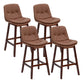 Contemporary Solid Wood Legs Faux Leather Indoor Counter Stools with Cushion Brown Brown 4 Piece Set Clearhalo 'Bar Furniture' 'Bar Stools' 'bar_stools' 'furn' 'furn_bar_stools' 'Furniture' 'Kitchen & Dining Furniture' 7756999
