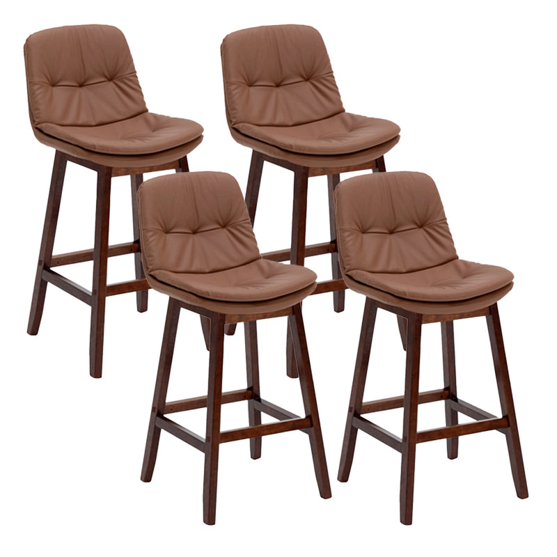 Contemporary Solid Wood Legs Faux Leather Indoor Counter Stools with Cushion Brown Brown 4 Piece Set Clearhalo 'Bar Furniture' 'Bar Stools' 'bar_stools' 'furn' 'furn_bar_stools' 'Furniture' 'Kitchen & Dining Furniture' 7756999