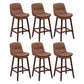 Contemporary Solid Wood Legs Faux Leather Indoor Counter Stools with Cushion Brown Brown 6 Piece Set Clearhalo 'Bar Furniture' 'Bar Stools' 'bar_stools' 'furn' 'furn_bar_stools' 'Furniture' 'Kitchen & Dining Furniture' 7757000