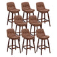 Contemporary Solid Wood Legs Faux Leather Indoor Counter Stools with Cushion Brown Brown 8 Piece Set Clearhalo 'Bar Furniture' 'Bar Stools' 'bar_stools' 'furn' 'furn_bar_stools' 'Furniture' 'Kitchen & Dining Furniture' 7757001