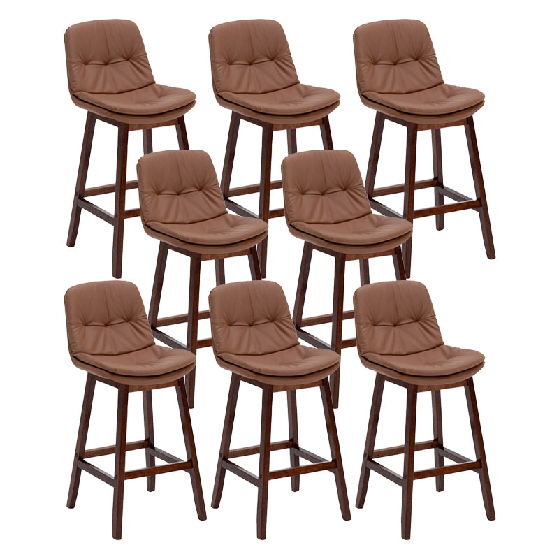Contemporary Solid Wood Legs Faux Leather Indoor Counter Stools with Cushion Brown Brown 8 Piece Set Clearhalo 'Bar Furniture' 'Bar Stools' 'bar_stools' 'furn' 'furn_bar_stools' 'Furniture' 'Kitchen & Dining Furniture' 7757001
