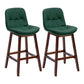 Contemporary Solid Wood Legs Faux Leather Indoor Counter Stools with Cushion Blackish Green Brown 2 Piece Set Clearhalo 'Bar Furniture' 'Bar Stools' 'bar_stools' 'furn' 'furn_bar_stools' 'Furniture' 'Kitchen & Dining Furniture' 7757003