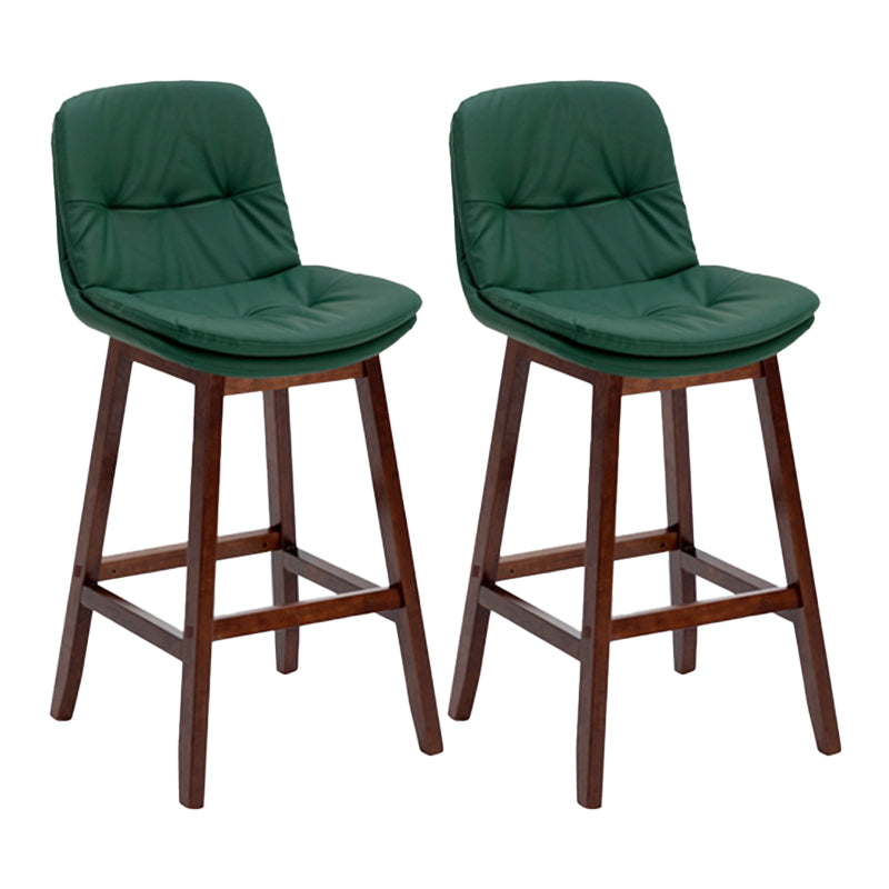 Contemporary Solid Wood Legs Faux Leather Indoor Counter Stools with Cushion Blackish Green Brown 2 Piece Set Clearhalo 'Bar Furniture' 'Bar Stools' 'bar_stools' 'furn' 'furn_bar_stools' 'Furniture' 'Kitchen & Dining Furniture' 7757003
