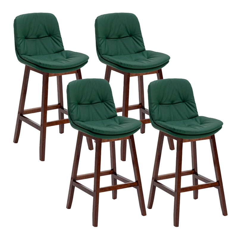 Contemporary Solid Wood Legs Faux Leather Indoor Counter Stools with Cushion Blackish Green Brown 4 Piece Set Clearhalo 'Bar Furniture' 'Bar Stools' 'bar_stools' 'furn' 'furn_bar_stools' 'Furniture' 'Kitchen & Dining Furniture' 7757004