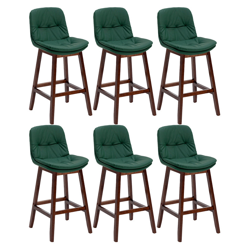 Contemporary Solid Wood Legs Faux Leather Indoor Counter Stools with Cushion Blackish Green Brown 6 Piece Set Clearhalo 'Bar Furniture' 'Bar Stools' 'bar_stools' 'furn' 'furn_bar_stools' 'Furniture' 'Kitchen & Dining Furniture' 7757005