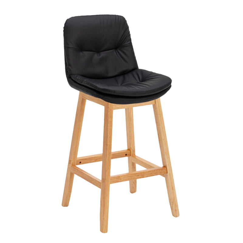 Contemporary Solid Wood Legs Faux Leather Indoor Counter Stools with Cushion Black Natural 1 Piece Clearhalo 'Bar Furniture' 'Bar Stools' 'bar_stools' 'furn' 'furn_bar_stools' 'Furniture' 'Kitchen & Dining Furniture' 7757007