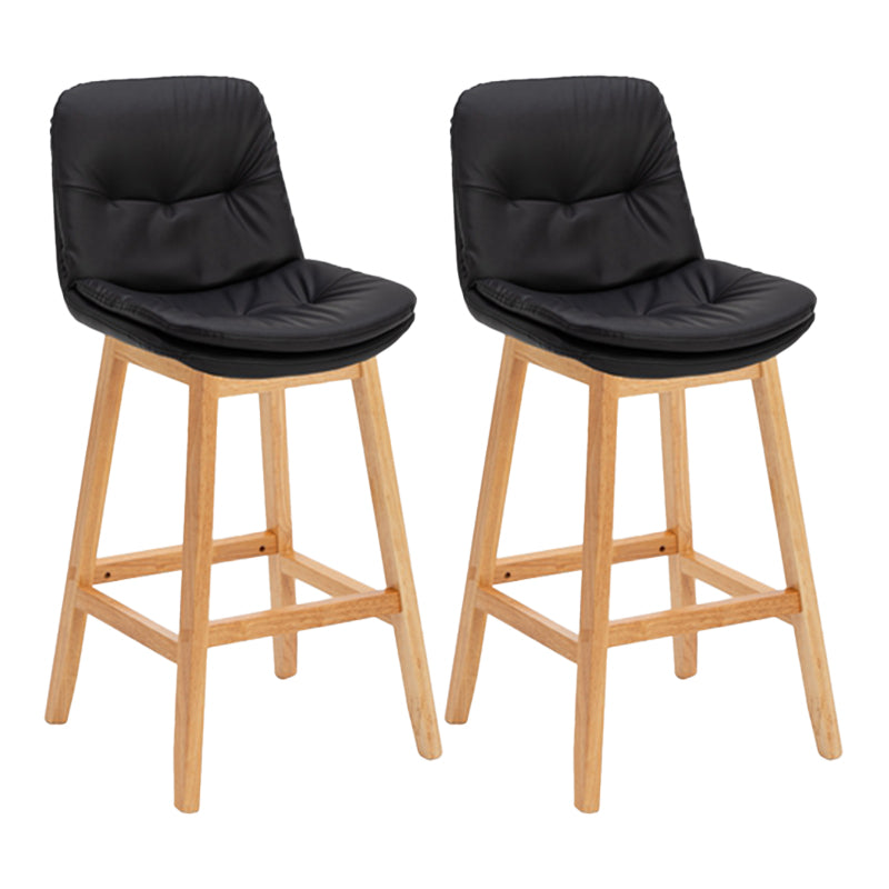 Contemporary Solid Wood Legs Faux Leather Indoor Counter Stools with Cushion Black Natural 2 Piece Set Clearhalo 'Bar Furniture' 'Bar Stools' 'bar_stools' 'furn' 'furn_bar_stools' 'Furniture' 'Kitchen & Dining Furniture' 7757008