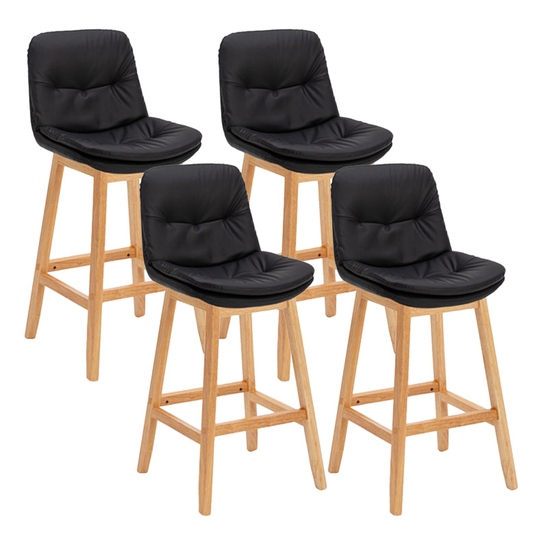 Contemporary Solid Wood Legs Faux Leather Indoor Counter Stools with Cushion Black Natural 4 Piece Set Clearhalo 'Bar Furniture' 'Bar Stools' 'bar_stools' 'furn' 'furn_bar_stools' 'Furniture' 'Kitchen & Dining Furniture' 7757009