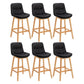 Contemporary Solid Wood Legs Faux Leather Indoor Counter Stools with Cushion Black Natural 6 Piece Set Clearhalo 'Bar Furniture' 'Bar Stools' 'bar_stools' 'furn' 'furn_bar_stools' 'Furniture' 'Kitchen & Dining Furniture' 7757010