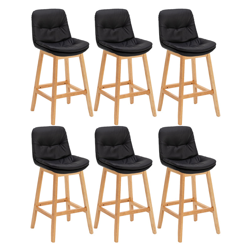 Contemporary Solid Wood Legs Faux Leather Indoor Counter Stools with Cushion Black Natural 6 Piece Set Clearhalo 'Bar Furniture' 'Bar Stools' 'bar_stools' 'furn' 'furn_bar_stools' 'Furniture' 'Kitchen & Dining Furniture' 7757010