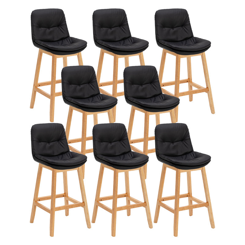 Contemporary Solid Wood Legs Faux Leather Indoor Counter Stools with Cushion Black Natural 8 Piece Set Clearhalo 'Bar Furniture' 'Bar Stools' 'bar_stools' 'furn' 'furn_bar_stools' 'Furniture' 'Kitchen & Dining Furniture' 7757011