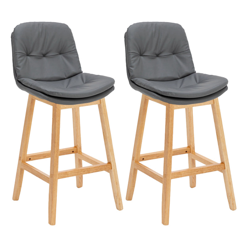 Contemporary Solid Wood Legs Faux Leather Indoor Counter Stools with Cushion Grey Natural 2 Piece Set Clearhalo 'Bar Furniture' 'Bar Stools' 'bar_stools' 'furn' 'furn_bar_stools' 'Furniture' 'Kitchen & Dining Furniture' 7757013
