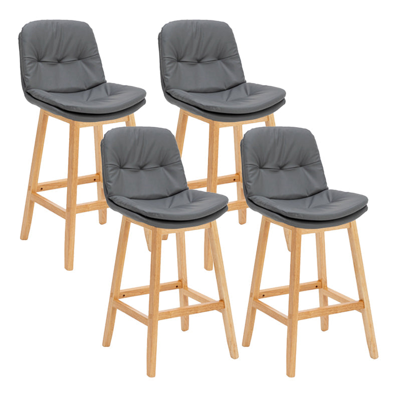 Contemporary Solid Wood Legs Faux Leather Indoor Counter Stools with Cushion Grey Natural 4 Piece Set Clearhalo 'Bar Furniture' 'Bar Stools' 'bar_stools' 'furn' 'furn_bar_stools' 'Furniture' 'Kitchen & Dining Furniture' 7757014