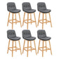 Contemporary Solid Wood Legs Faux Leather Indoor Counter Stools with Cushion Grey Natural 6 Piece Set Clearhalo 'Bar Furniture' 'Bar Stools' 'bar_stools' 'furn' 'furn_bar_stools' 'Furniture' 'Kitchen & Dining Furniture' 7757015