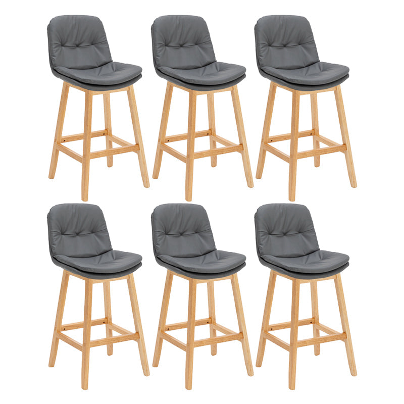 Contemporary Solid Wood Legs Faux Leather Indoor Counter Stools with Cushion Grey Natural 6 Piece Set Clearhalo 'Bar Furniture' 'Bar Stools' 'bar_stools' 'furn' 'furn_bar_stools' 'Furniture' 'Kitchen & Dining Furniture' 7757015