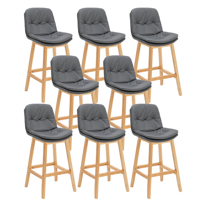 Contemporary Solid Wood Legs Faux Leather Indoor Counter Stools with Cushion Grey Natural 8 Piece Set Clearhalo 'Bar Furniture' 'Bar Stools' 'bar_stools' 'furn' 'furn_bar_stools' 'Furniture' 'Kitchen & Dining Furniture' 7757016