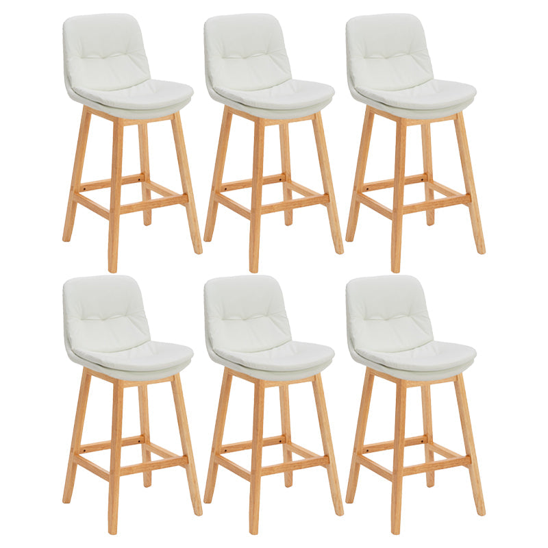 Contemporary Solid Wood Legs Faux Leather Indoor Counter Stools with Cushion White Natural 6 Piece Set Clearhalo 'Bar Furniture' 'Bar Stools' 'bar_stools' 'furn' 'furn_bar_stools' 'Furniture' 'Kitchen & Dining Furniture' 7757020