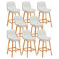 Contemporary Solid Wood Legs Faux Leather Indoor Counter Stools with Cushion White Natural 8 Piece Set Clearhalo 'Bar Furniture' 'Bar Stools' 'bar_stools' 'furn' 'furn_bar_stools' 'Furniture' 'Kitchen & Dining Furniture' 7757021