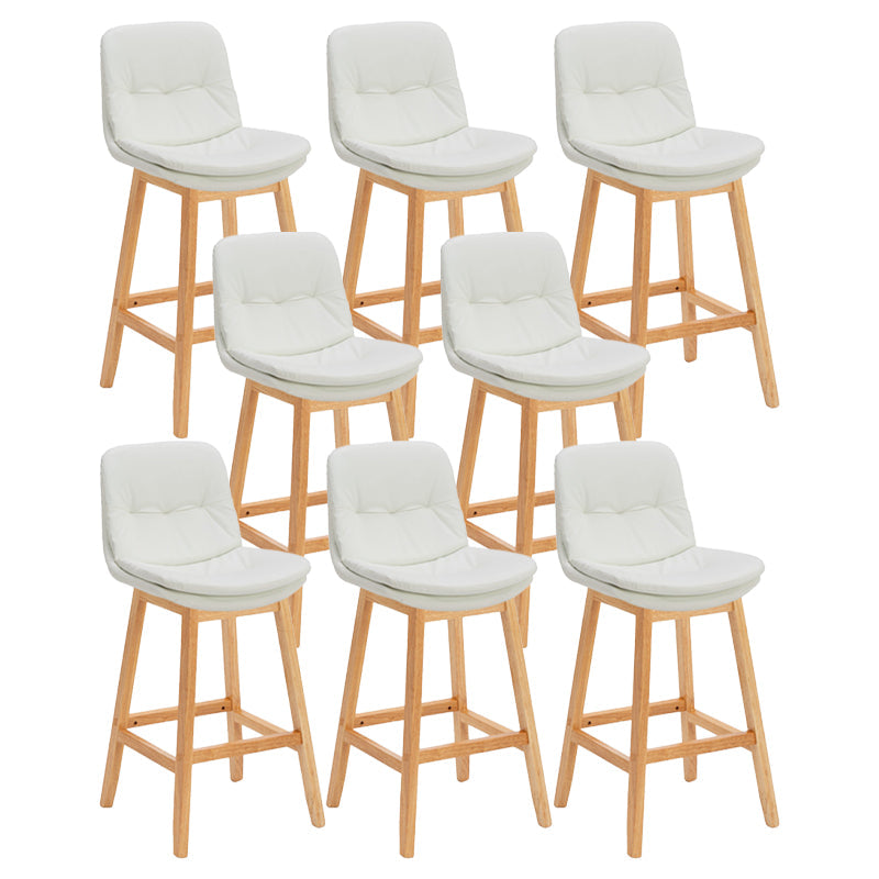 Contemporary Solid Wood Legs Faux Leather Indoor Counter Stools with Cushion White Natural 8 Piece Set Clearhalo 'Bar Furniture' 'Bar Stools' 'bar_stools' 'furn' 'furn_bar_stools' 'Furniture' 'Kitchen & Dining Furniture' 7757021