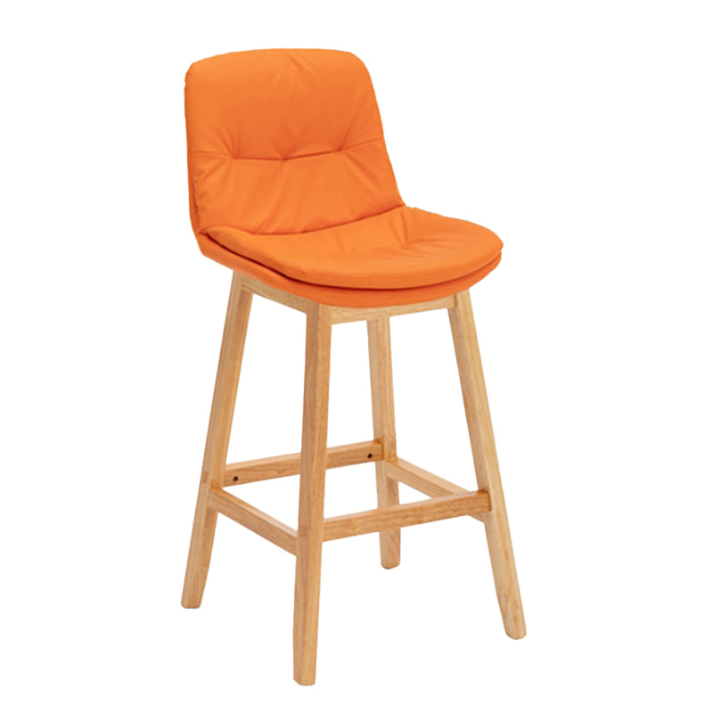 Contemporary Solid Wood Legs Faux Leather Indoor Counter Stools with Cushion Orange Natural 1 Piece Clearhalo 'Bar Furniture' 'Bar Stools' 'bar_stools' 'furn' 'furn_bar_stools' 'Furniture' 'Kitchen & Dining Furniture' 7757022
