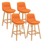 Contemporary Solid Wood Legs Faux Leather Indoor Counter Stools with Cushion Orange Natural 4 Piece Set Clearhalo 'Bar Furniture' 'Bar Stools' 'bar_stools' 'furn' 'furn_bar_stools' 'Furniture' 'Kitchen & Dining Furniture' 7757024