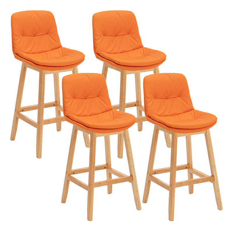 Contemporary Solid Wood Legs Faux Leather Indoor Counter Stools with Cushion Orange Natural 4 Piece Set Clearhalo 'Bar Furniture' 'Bar Stools' 'bar_stools' 'furn' 'furn_bar_stools' 'Furniture' 'Kitchen & Dining Furniture' 7757024