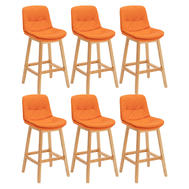 Contemporary Solid Wood Legs Faux Leather Indoor Counter Stools with Cushion Orange Natural 6 Piece Set Clearhalo 'Bar Furniture' 'Bar Stools' 'bar_stools' 'furn' 'furn_bar_stools' 'Furniture' 'Kitchen & Dining Furniture' 7757025