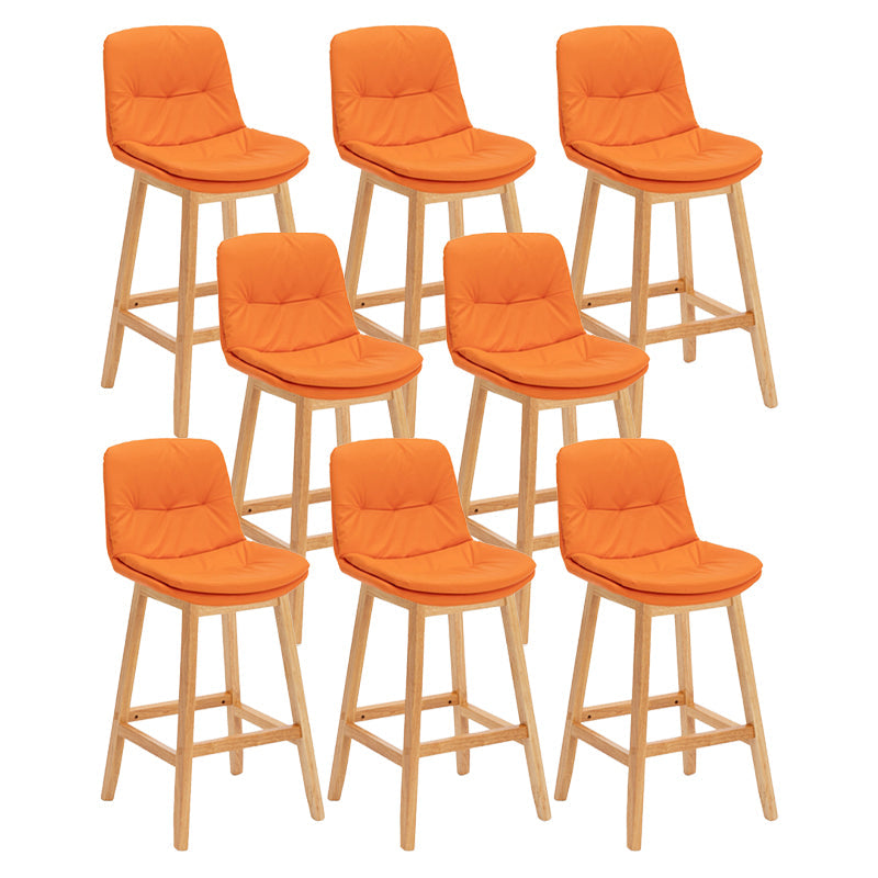 Contemporary Solid Wood Legs Faux Leather Indoor Counter Stools with Cushion Orange Natural 8 Piece Set Clearhalo 'Bar Furniture' 'Bar Stools' 'bar_stools' 'furn' 'furn_bar_stools' 'Furniture' 'Kitchen & Dining Furniture' 7757026