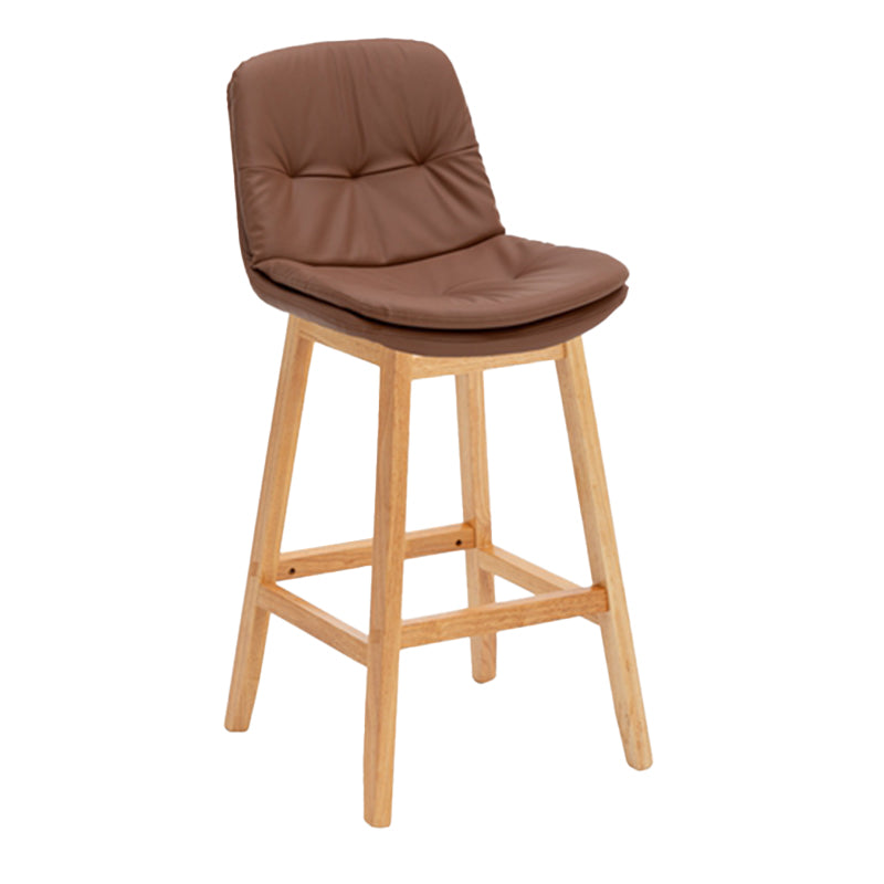 Contemporary Solid Wood Legs Faux Leather Indoor Counter Stools with Cushion Brown Natural 1 Piece Clearhalo 'Bar Furniture' 'Bar Stools' 'bar_stools' 'furn' 'furn_bar_stools' 'Furniture' 'Kitchen & Dining Furniture' 7757027