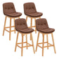 Contemporary Solid Wood Legs Faux Leather Indoor Counter Stools with Cushion Brown Natural 4 Piece Set Clearhalo 'Bar Furniture' 'Bar Stools' 'bar_stools' 'furn' 'furn_bar_stools' 'Furniture' 'Kitchen & Dining Furniture' 7757028