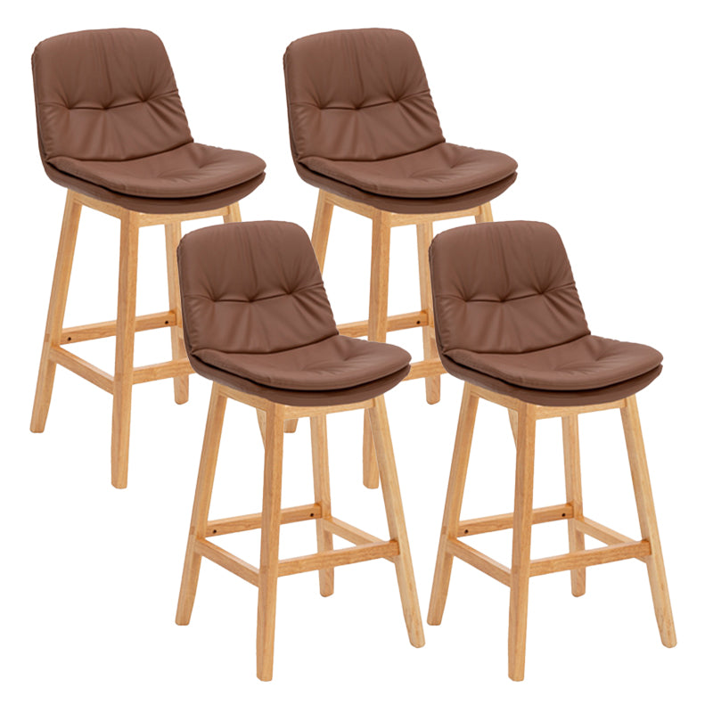 Contemporary Solid Wood Legs Faux Leather Indoor Counter Stools with Cushion Brown Natural 4 Piece Set Clearhalo 'Bar Furniture' 'Bar Stools' 'bar_stools' 'furn' 'furn_bar_stools' 'Furniture' 'Kitchen & Dining Furniture' 7757028
