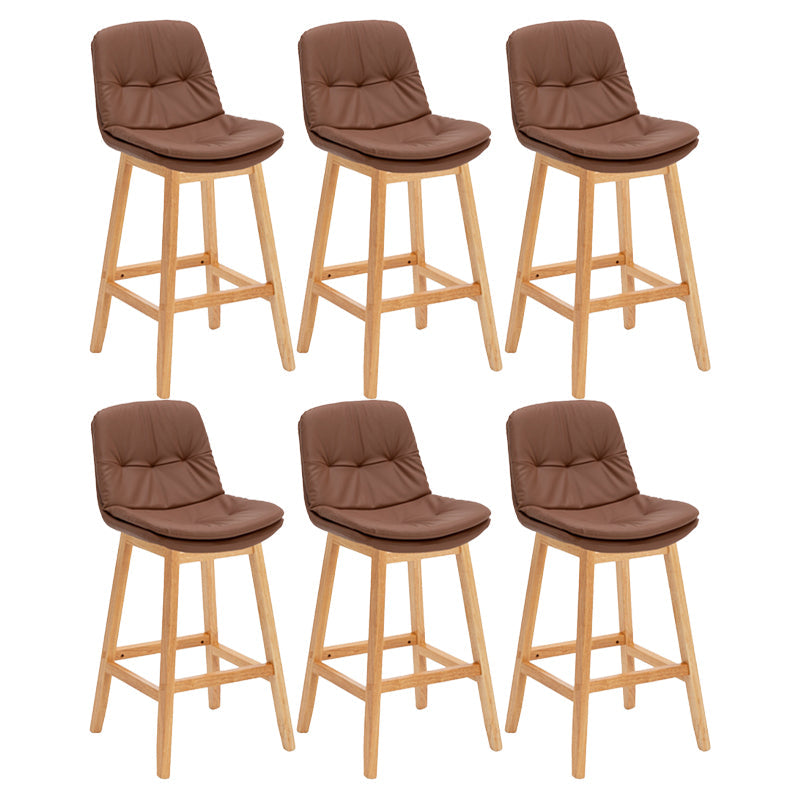 Contemporary Solid Wood Legs Faux Leather Indoor Counter Stools with Cushion Brown Natural 6 Piece Set Clearhalo 'Bar Furniture' 'Bar Stools' 'bar_stools' 'furn' 'furn_bar_stools' 'Furniture' 'Kitchen & Dining Furniture' 7757029