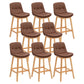Contemporary Solid Wood Legs Faux Leather Indoor Counter Stools with Cushion Brown Natural 8 Piece Set Clearhalo 'Bar Furniture' 'Bar Stools' 'bar_stools' 'furn' 'furn_bar_stools' 'Furniture' 'Kitchen & Dining Furniture' 7757030