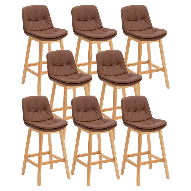 Contemporary Solid Wood Legs Faux Leather Indoor Counter Stools with Cushion Brown Natural 8 Piece Set Clearhalo 'Bar Furniture' 'Bar Stools' 'bar_stools' 'furn' 'furn_bar_stools' 'Furniture' 'Kitchen & Dining Furniture' 7757030