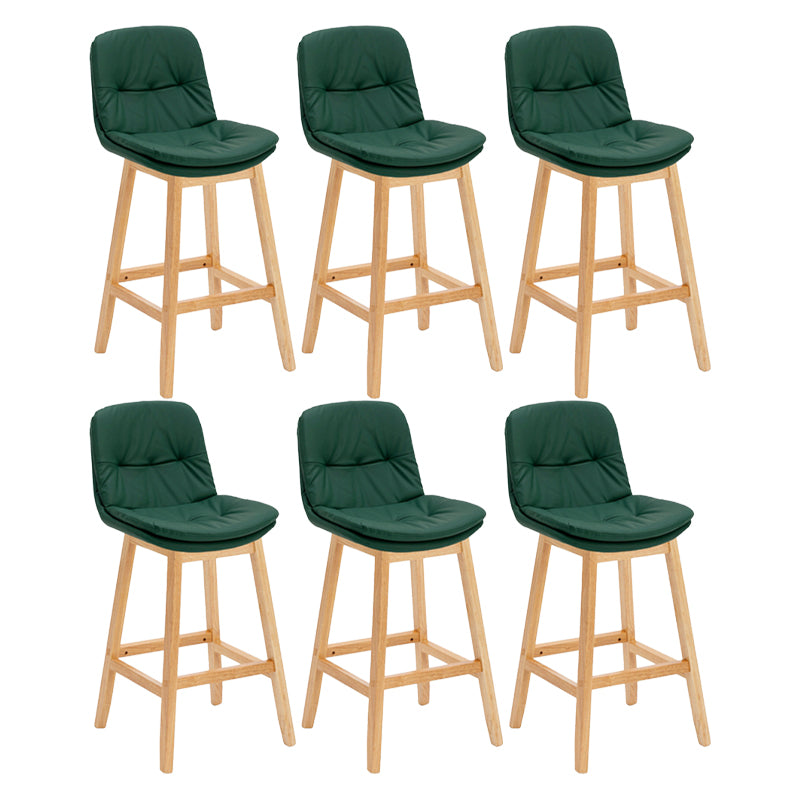 Contemporary Solid Wood Legs Faux Leather Indoor Counter Stools with Cushion Blackish Green Natural 6 Piece Set Clearhalo 'Bar Furniture' 'Bar Stools' 'bar_stools' 'furn' 'furn_bar_stools' 'Furniture' 'Kitchen & Dining Furniture' 7757034