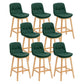 Contemporary Solid Wood Legs Faux Leather Indoor Counter Stools with Cushion Blackish Green Natural 8 Piece Set Clearhalo 'Bar Furniture' 'Bar Stools' 'bar_stools' 'furn' 'furn_bar_stools' 'Furniture' 'Kitchen & Dining Furniture' 7757035