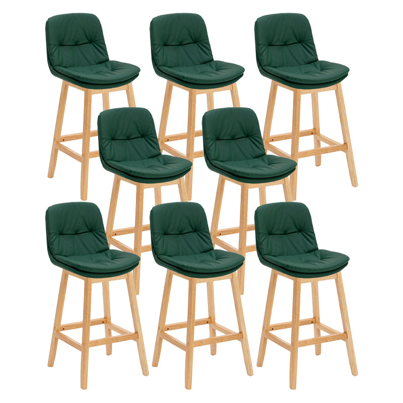 Contemporary Solid Wood Legs Faux Leather Indoor Counter Stools with Cushion Blackish Green Natural 8 Piece Set Clearhalo 'Bar Furniture' 'Bar Stools' 'bar_stools' 'furn' 'furn_bar_stools' 'Furniture' 'Kitchen & Dining Furniture' 7757035