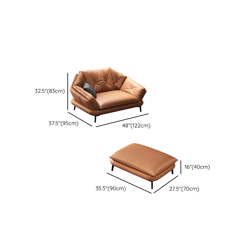 Contemporary Genuine Leather Pillow Top Arm Sofa in Orange for Living Room Clearhalo 'furn' 'furn_sofas' 'Furniture' 'Living Room Furniture' 'Sofa' 'sofas' 7760433