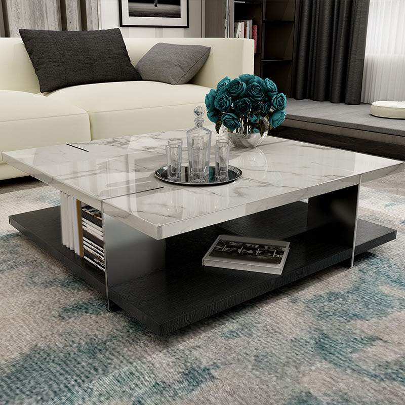 Slate Contemporary Bedroom Pedestal Coffee Table with Storage Shelf Clearhalo 'Coffee & Accent Tables' 'Coffee Tables' 'coffee_tables' 'furn' 'furn_coffee_tables' 'Furniture' 'Living Room Furniture' 7760441