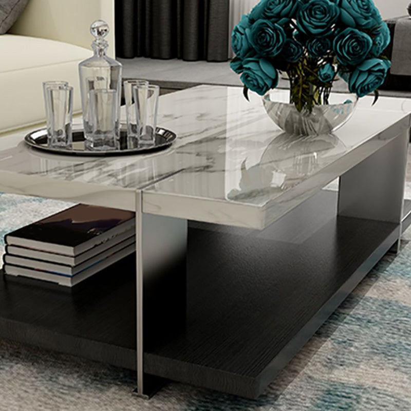 Slate Contemporary Bedroom Pedestal Coffee Table with Storage Shelf Clearhalo 'Coffee & Accent Tables' 'Coffee Tables' 'coffee_tables' 'furn' 'furn_coffee_tables' 'Furniture' 'Living Room Furniture' 7760446