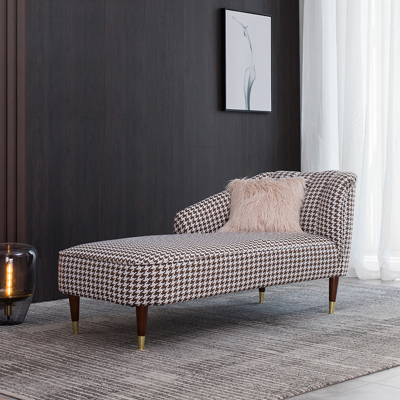 Chaise contemporaine à un bras, bras ronds, pied-de-poule pour le salon
